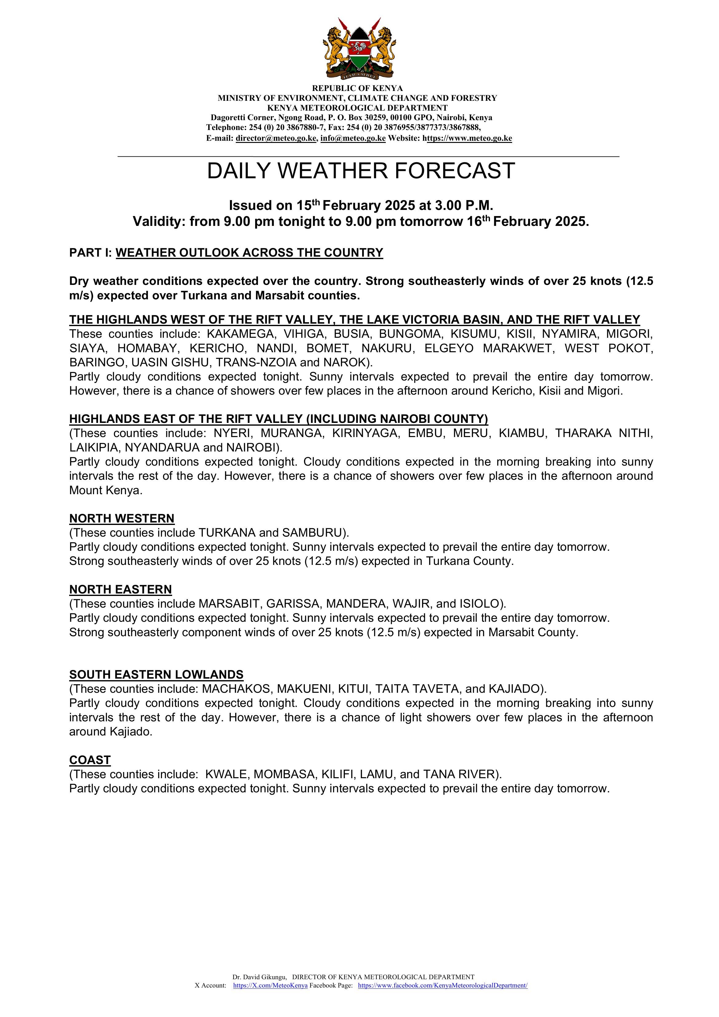 Daily Weather Update Daily weather forecast valid 16th february 2025